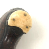 Amazing, Unusual Antique Miniature Leather Shoe with Bone Inlay