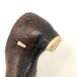 Amazing, Unusual Antique Miniature Leather Shoe with Bone Inlay