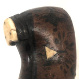 Amazing, Unusual Antique Miniature Leather Shoe with Bone Inlay