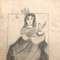 Mid 1800s Pencil Drawing "Daughter of Tecumseh" by Edward R. Peck, Hudson, Ohio