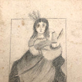 Mid 1800s Pencil Drawing "Daughter of Tecumseh" by Edward R. Peck, Hudson, Ohio