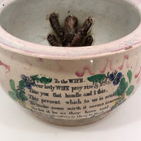 Antique English Sunderland "To the Wife" Lustre Decorated Chamber Pot