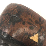 Amazing, Unusual Antique Miniature Leather Shoe with Bone Inlay