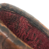 Amazing, Unusual Antique Miniature Leather Shoe with Bone Inlay