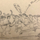 Marvelous Early 20th C British Women's Field Hockey Match, Hand-drawn Postcard