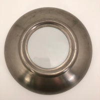 Green Enameled Chinese Porcelain Plate with Pewter Rim