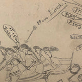 Marvelous Early 20th C British Women's Field Hockey Match, Hand-drawn Postcard