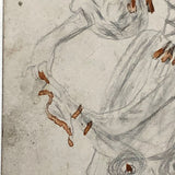 Mid 1800s Pencil and Watercolor Portrait of Young Woman in Fancy Dress