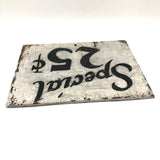 Special 25 Cents Hand-painted Sign on Wood Panel
