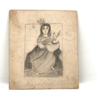 Mid 1800s Pencil Drawing "Daughter of Tecumseh" by Edward R. Peck, Hudson, Ohio