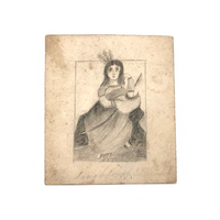Mid 1800s Pencil Drawing "Daughter of Tecumseh" by Edward R. Peck, Hudson, Ohio