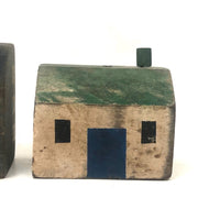 Pair of Early Wooden Block Houses
