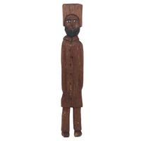 Tall Bearded Man in Coat Old Canadian Folk Art Carving