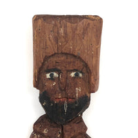 Tall Bearded Man in Coat Old Canadian Folk Art Carving
