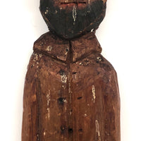Tall Bearded Man in Coat Old Canadian Folk Art Carving