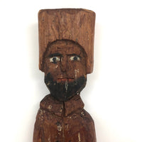 Tall Bearded Man in Coat Old Canadian Folk Art Carving