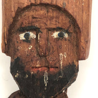 Tall Bearded Man in Coat Old Canadian Folk Art Carving