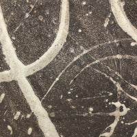 Earthy Japanese Handthrown Stoneware Platter with Painterly Slip Decoration