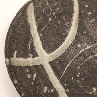 Earthy Japanese Handthrown Stoneware Platter with Painterly Slip Decoration