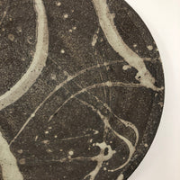 Earthy Japanese Handthrown Stoneware Platter with Painterly Slip Decoration