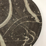 Earthy Japanese Handthrown Stoneware Platter with Painterly Slip Decoration