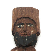 Tall Bearded Man in Coat Old Canadian Folk Art Carving