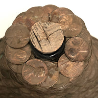 Penny Covered Folk Art Bottle