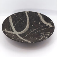 Earthy Japanese Handthrown Stoneware Platter with Painterly Slip Decoration