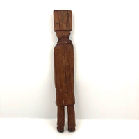 Tall Bearded Man in Coat Old Canadian Folk Art Carving