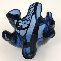 Blue and Black Art Glass Handkerchief Vase