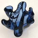 Blue and Black Art Glass Handkerchief Vase