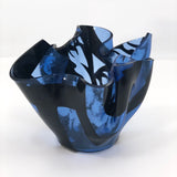 Blue and Black Art Glass Handkerchief Vase