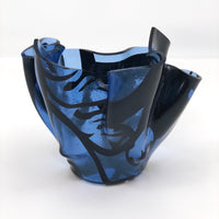 Blue and Black Art Glass Handkerchief Vase