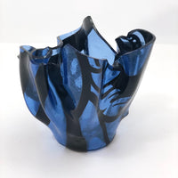 Blue and Black Art Glass Handkerchief Vase
