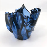 Blue and Black Art Glass Handkerchief Vase