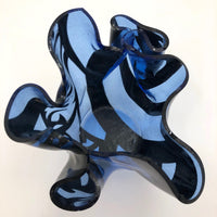 Blue and Black Art Glass Handkerchief Vase