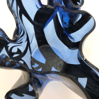 Blue and Black Art Glass Handkerchief Vase