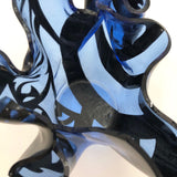 Blue and Black Art Glass Handkerchief Vase