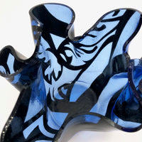 Blue and Black Art Glass Handkerchief Vase