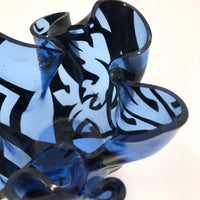 Blue and Black Art Glass Handkerchief Vase