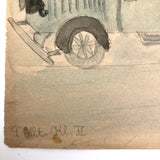 Arthur Tilo Alt Childhood Watercolor Drawing of Firetruck, Germany, WWII era