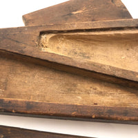Curious Old Hand-carved Angled Two Compartment Slide Lid Box
