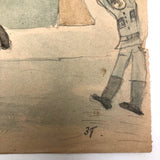 Arthur Tilo Alt Childhood Watercolor Drawing of Firetruck, Germany, WWII era