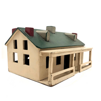 Terrific Old Folk Art Painted Wooden House with Two Porches and Built Out Interior