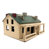 Terrific Old Folk Art Painted Wooden House with Two Porches and Built Out Interior