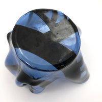 Blue and Black Art Glass Handkerchief Vase