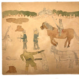 Arthur Tilo Alt Childhood Drawing of Medieval Battle Scene, Germany, WWII era