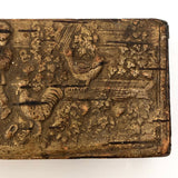 Pressed Birch Bark Antique Snuff Box with Child and Chickens