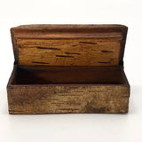 Pressed Birch Bark Antique Snuff Box with Child and Chickens