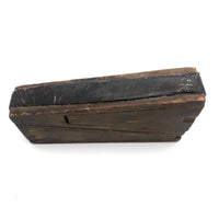 Curious Old Hand-carved Angled Two Compartment Slide Lid Box
